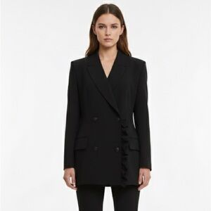 MSGM black ruffle double breasted blazer - size IT 46 (US 10) NWOT